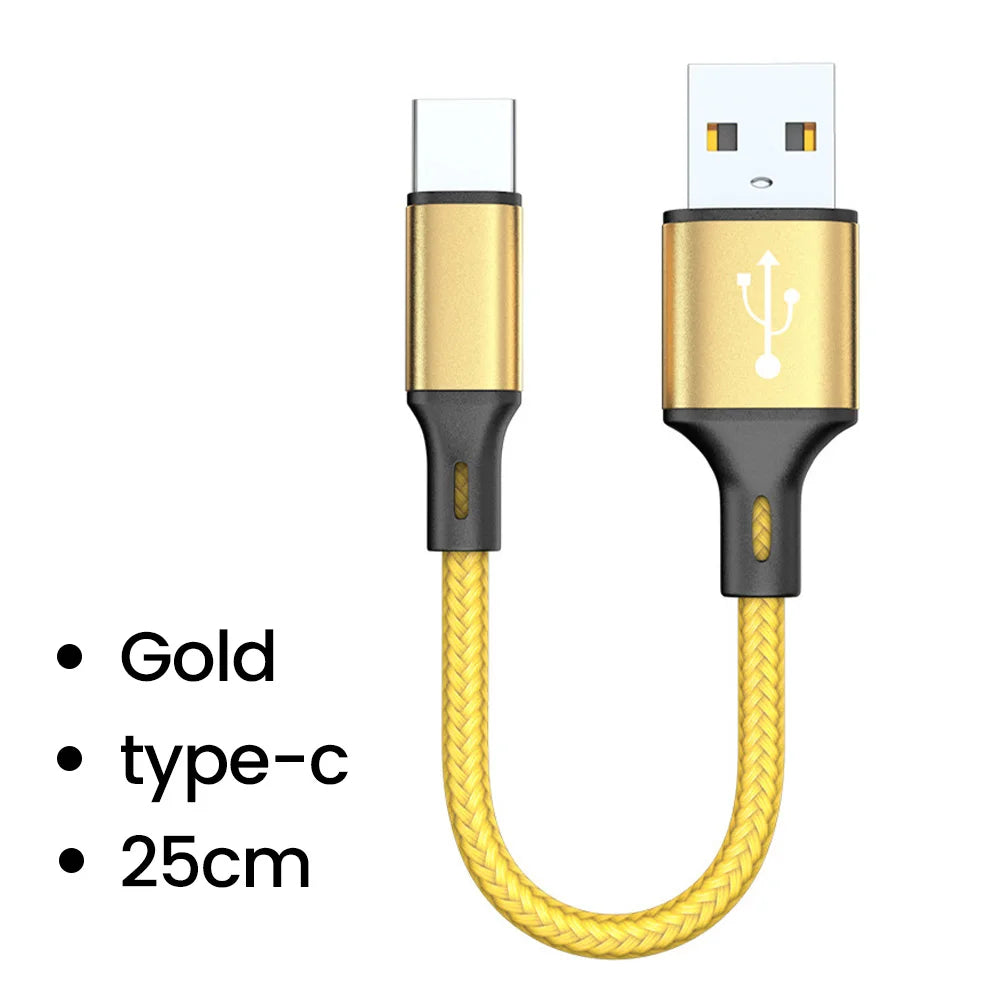 Olaf 25cm USB to Type C/Micro USB Short Charging Cable 3A USB Type C Micro Data Cable for Xiaomi Samsung Android Power Bank Cord