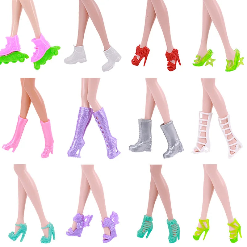 45 Item/Set Doll Accessories=5*Doll Clothes Dress+40*Doll Accessories Doll Shoes Boots Necklaces Glasses Hangers For 30CM Doll