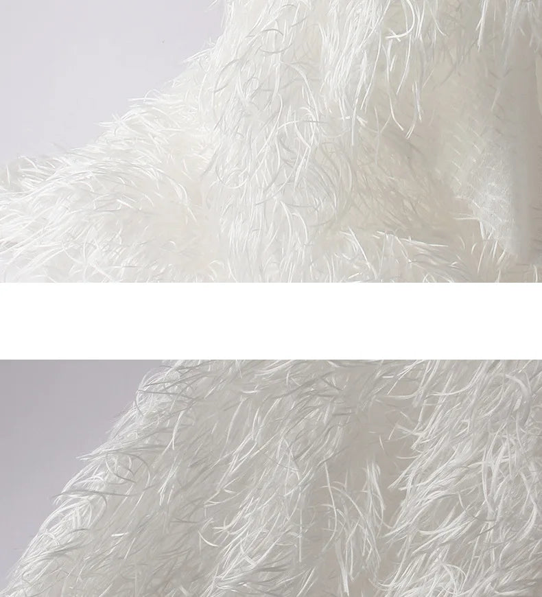 Feather Fringe Jacquard Fabric for Fashion Designers Handmade Diy Accessories By The Yard