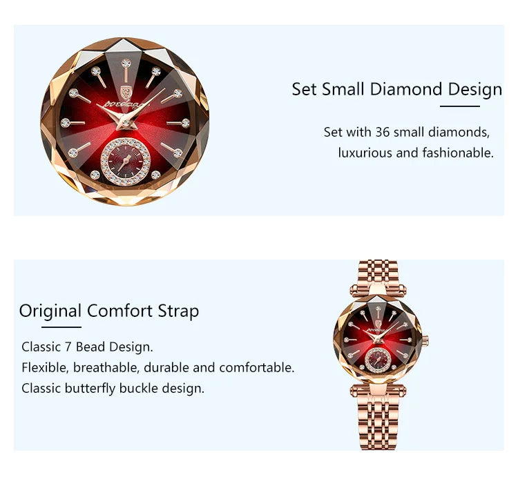 POEDAGAR Luxury Ladies Wristwatch Waterproof Stainless Steel Quartz Elegant Watches For Woman Simple Casual Dress Women's Watch