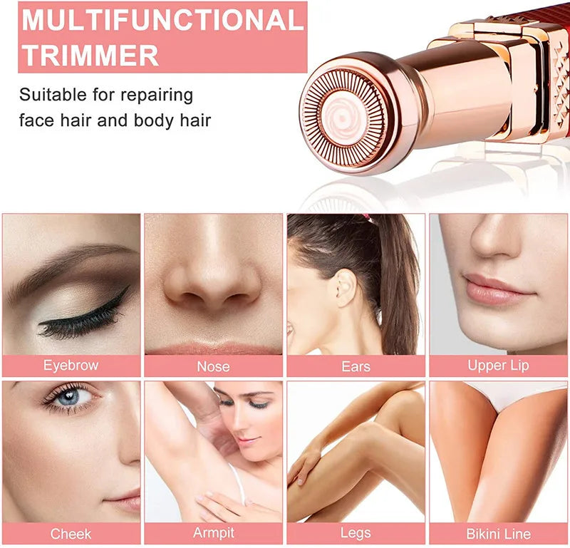 2 in 1 Multifunctional Lipstick Shaver with LED Light Armpit Hair Leg Hair Shaver Electric Eyebrow Shaver Women's Hair Remover