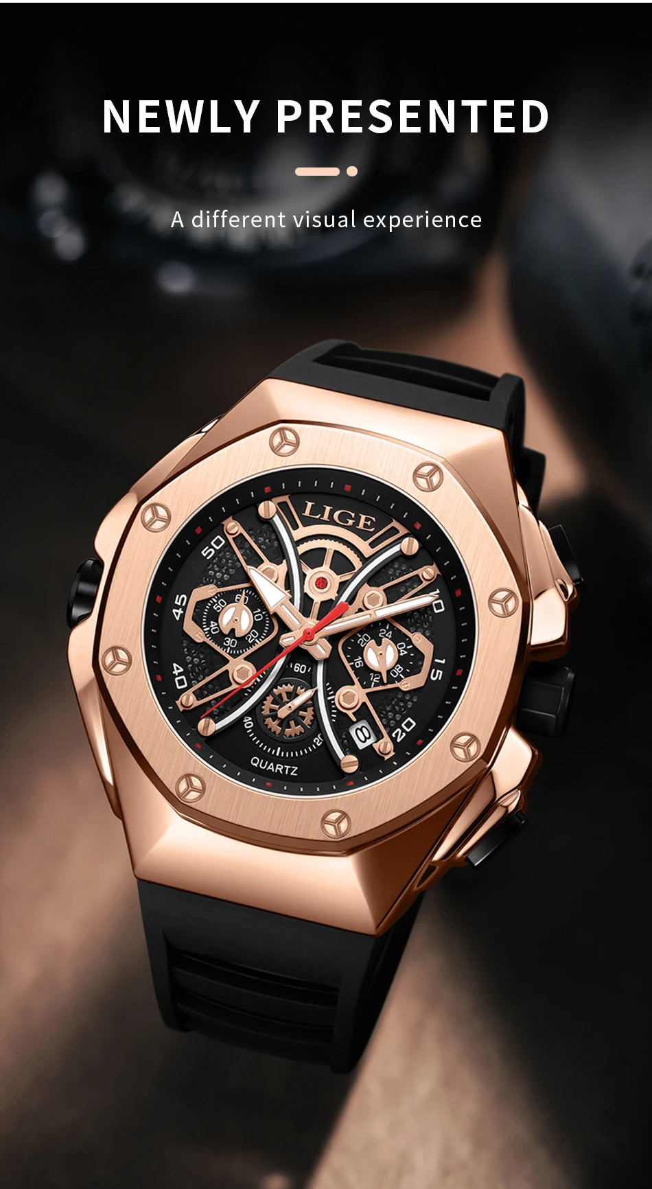 LIGE Mens Watches Top Brand Luxury Fashion Waterproof Watch For Men Silicone Sport Military Chronograph Wristwatch Montre Homme