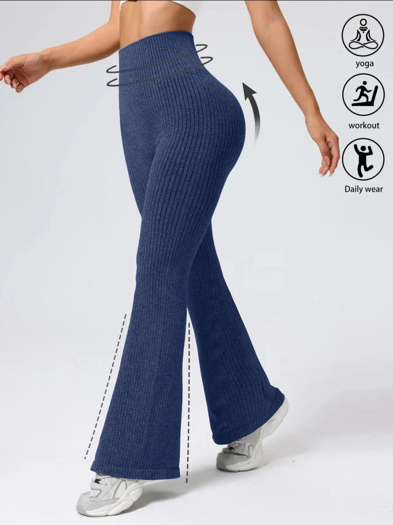 High-waisted tapered flared yoga pants, high-waisted butt-lifting fitness leggings, peach-shaped butt sports long pants, wide-le