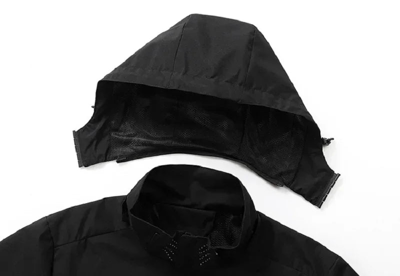 Spring Autumn New Men Casual Jacket Men Outdoor Windproof Waterproof Athletes Jacket Coat Detachable Hat Jackets Male M-5XL