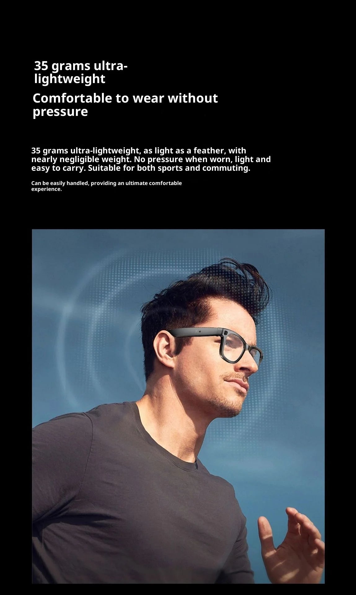 2025 AI Smart Glasses - 8MP Camera for First-Person Vlog, Voice Translation, Music & Calls, IP65 Waterproof, Ultra-Light