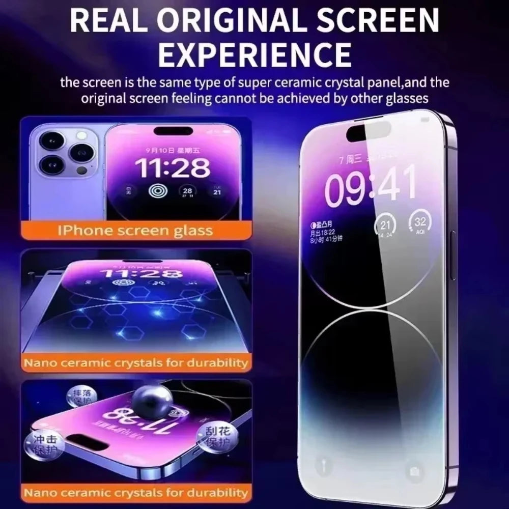 NNBILI 5Pcs Oleophobic Coating Dust Free Easy Installation Screen Protector For iPhone 15 14 11 13 12 16 17 Pro Max 17Air Glass