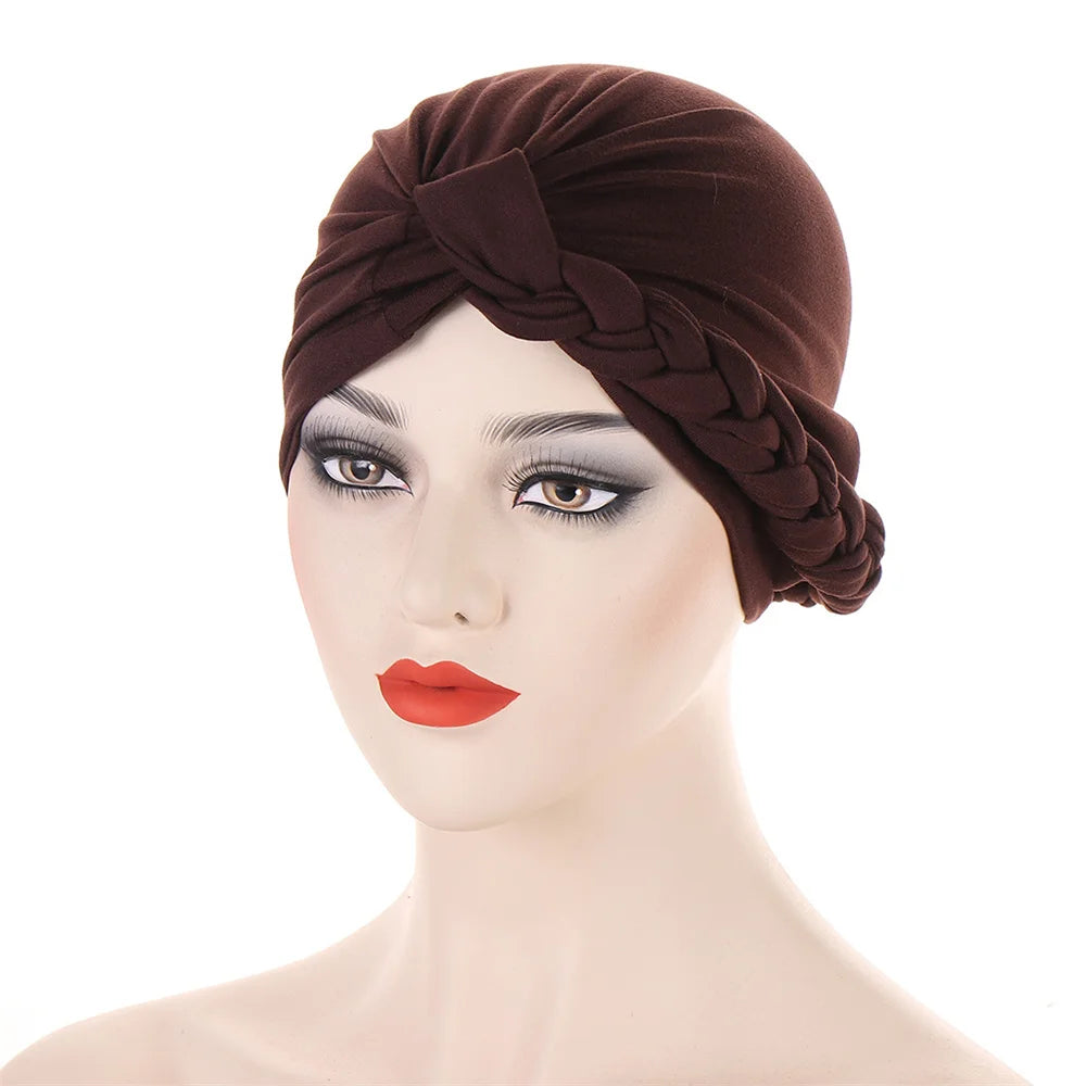 New Women Velvet Turban Hat Muslim Twist Solid Color Hijab Chemo Cap Head Wrap Headscarf Beanies Bonnet Headscarf Turbante Mujer