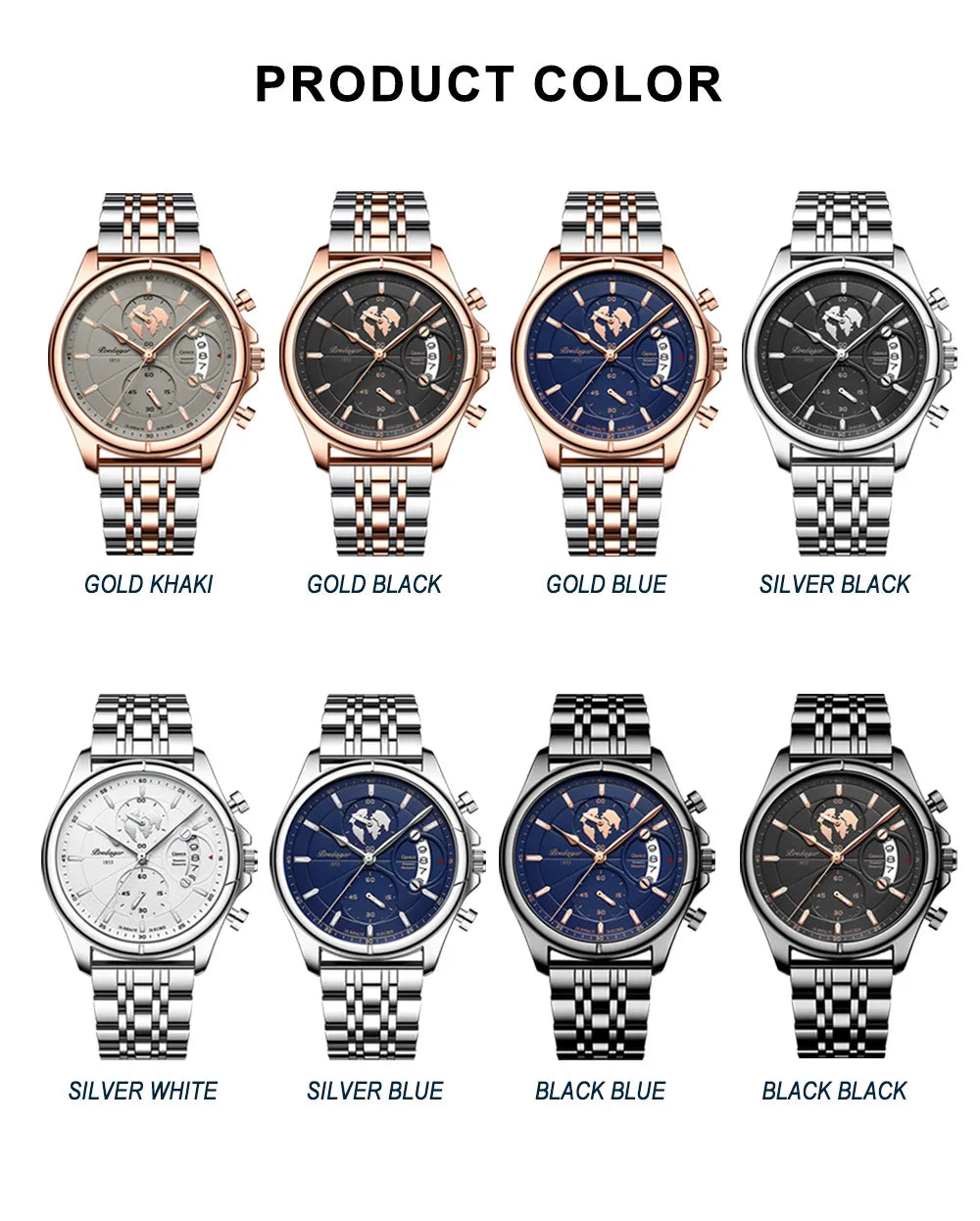 POEDAGAR Top Luxury Brand Casual Men Watch Chronograph Waterproof Date Full Steel Quartz Men's Watch Business Relogio Masculino