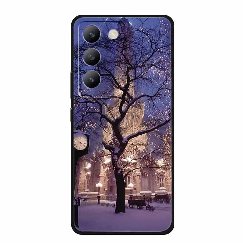 For vivo V40 SE Case Luxury TPU Soft Silicone Phone Back Cover for vivo V40 SE 5G Protective Shockproof Flowers Girl Cute Coque