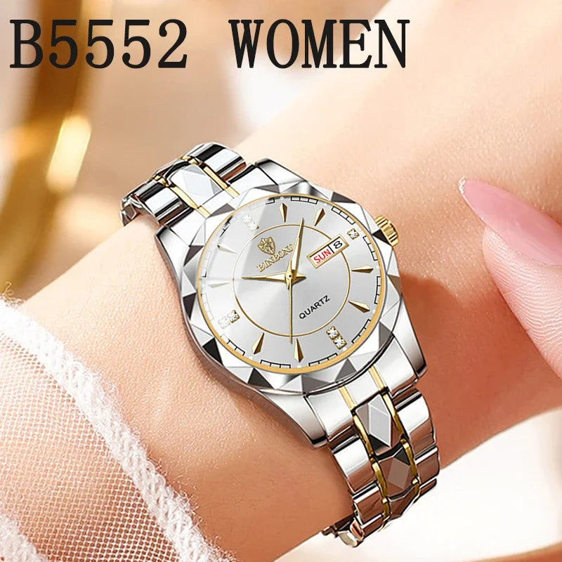 BINBOND B5552 New Luxury Brand Quartz Women's Watches 30M Waterproof Luminous Date Wristwatch Fashion Business Womens Watches