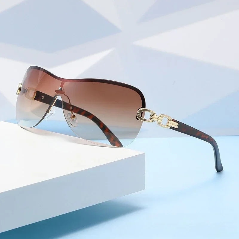 2025 New Fashionable Luxury Women's Sunglasses Retro Neutral Metal Frame Integrated Simple and Elegant UV400 Sunscreen Glasses