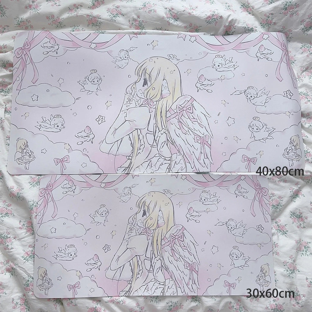 New Original Angel Girl Leather Mouse Pad Cartoon Rabbit Anti-slip Anti-fouling Dining Table Mat Large Size Computer Keyboard Pa