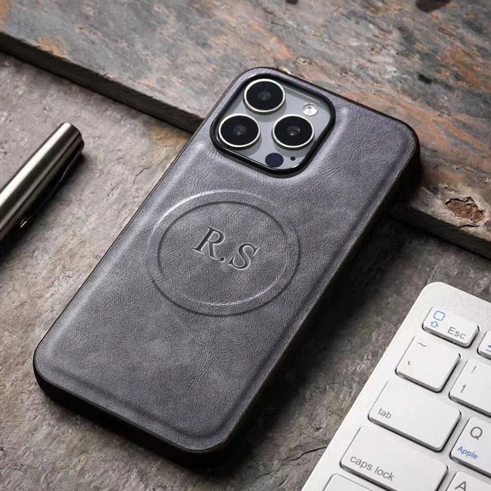 Personalized Customized Initials Name Case For iPhone 16 15 14 13 12 11 Pro Max Magnetic For Magsafe Wireless Charging DIY Cover