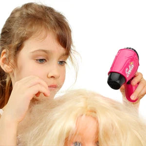 Girls Beauty Salon Set, Pretend Play Stylist Hair Cutting Kit Hairdresser Toys with Hair Dryer Scissors Barber Apron and Styling