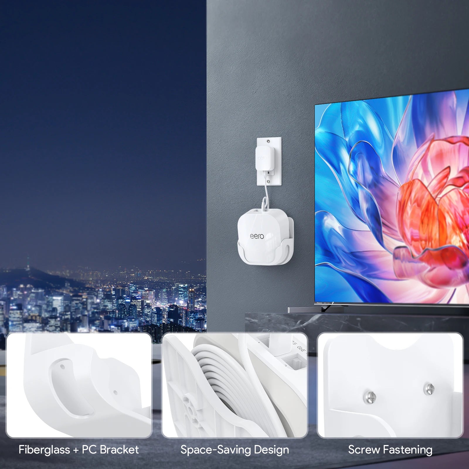 EDUP HY-WT1218 2PCS Eero7 Wi-Fi 7 Wall-Mount Bracket Easy Setup Custom Fit for Eero7 Systems Precision Engineered Secure Hold