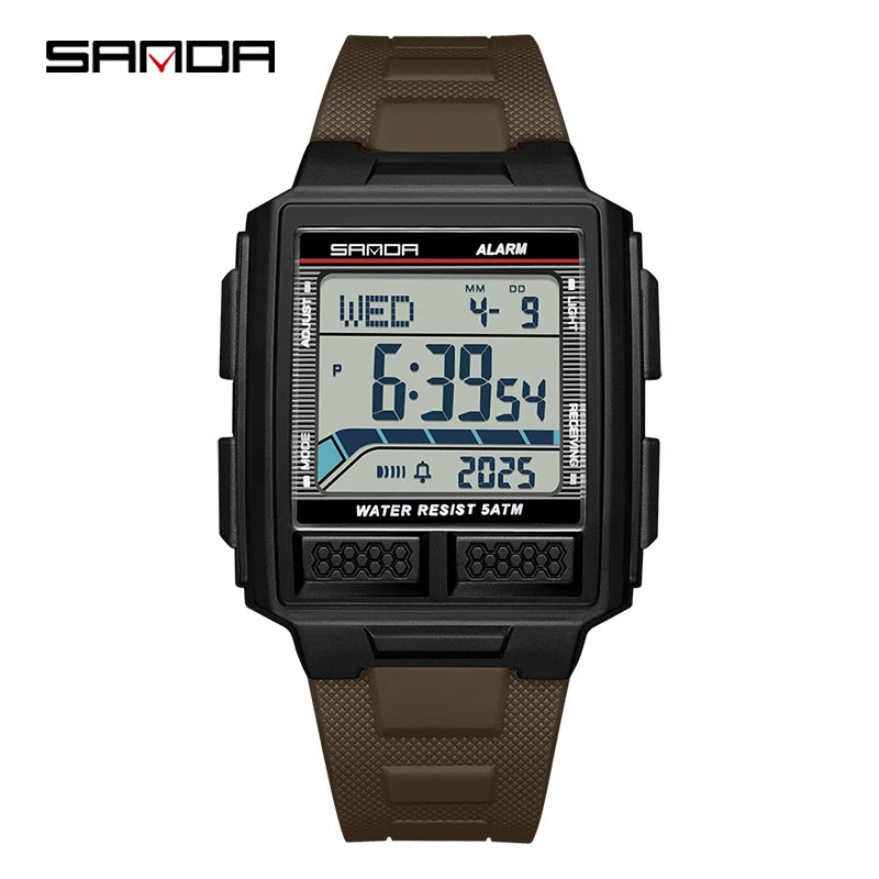 SANDA 2212 Fashion Electronic Watch Alarm Clock Luminous Calendar Water Resistant Shockproof Sports Digital Watches for Man