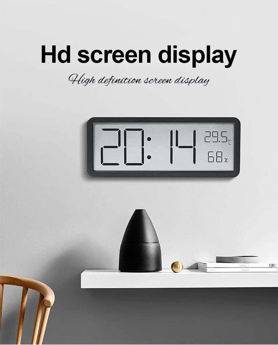 LCD Screen Digital Wall Clock Time Temperature Humidity Time Display Electronic Clock Desktop Digital Clock Battery Powered