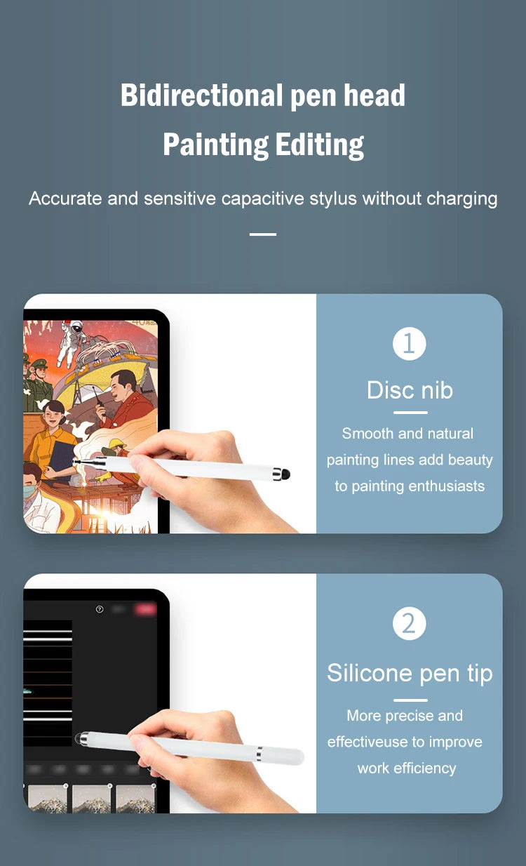 Dual-head Capacitive Pen Disc Silicone Head Dual-purpose Stylus PaintingOffice Retouching Mobile Phone Tablet Pen Capacitive Pen