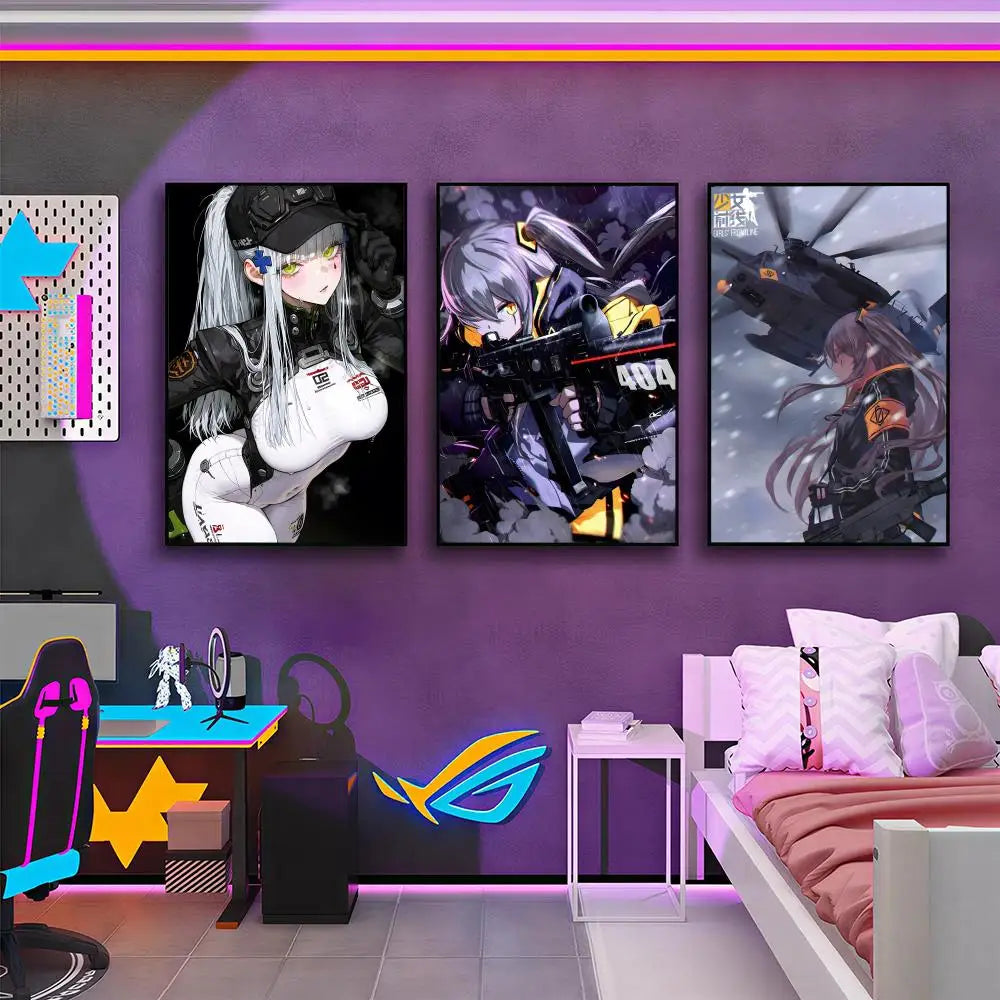 RPG Mobile Game G-Girls Frontlines Poster Versatile HD Waterproof Wall Art Self-Adhesive Decor For Any Space Ideal Gift