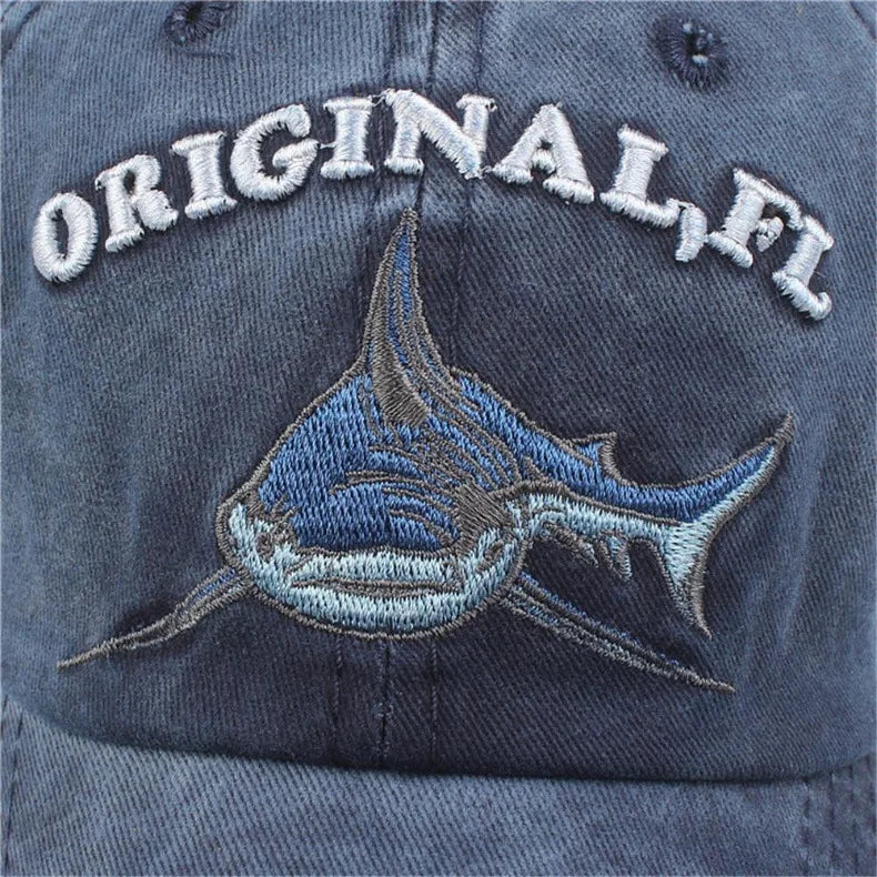 Hot-Selling Shark Embroidered Baseball Cap for MeninsTrendy Fashion Sunshade Sunscreen Baseball Cap Unique Niche