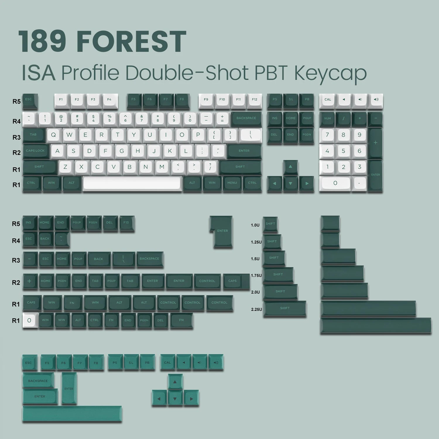189 Key PBT Double Shot Key Cap ISA Profile Keyboard Keycaps for MX Switches Womier Anne Pro 2 Mechanical Gaming Keyboard