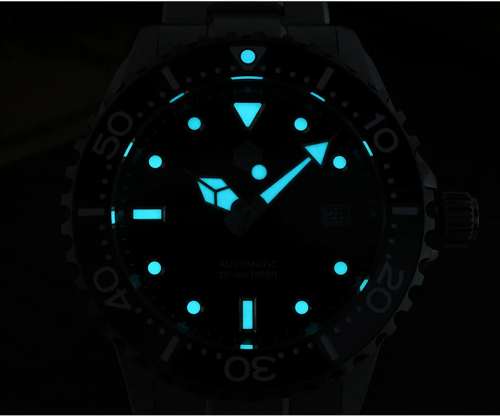 San Martin 40mm Enamel Dial YN55 Men Diver's Automatic Mechanical Watch 3H Date BGW-X1 30Bar Waterproof Montre Homme SN0009D