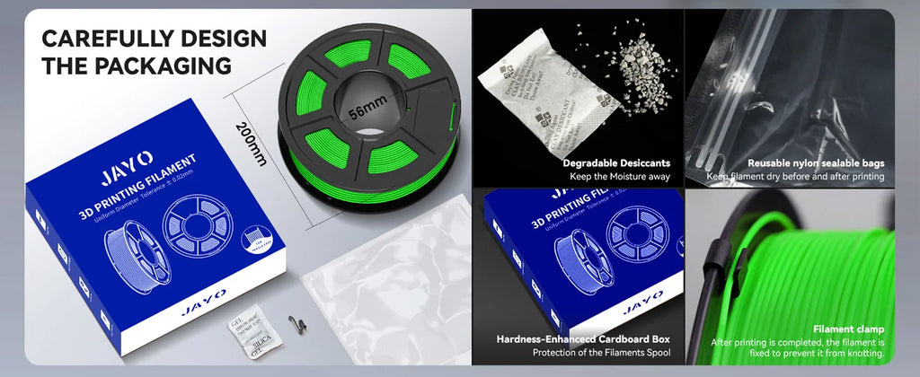 JAYO PETG/High Speed Matte PETG 3D Printing Filament 1.75MM Mix-Colors & No bubbles &Non-toxic For 3D Printer & Pen 3Rolls