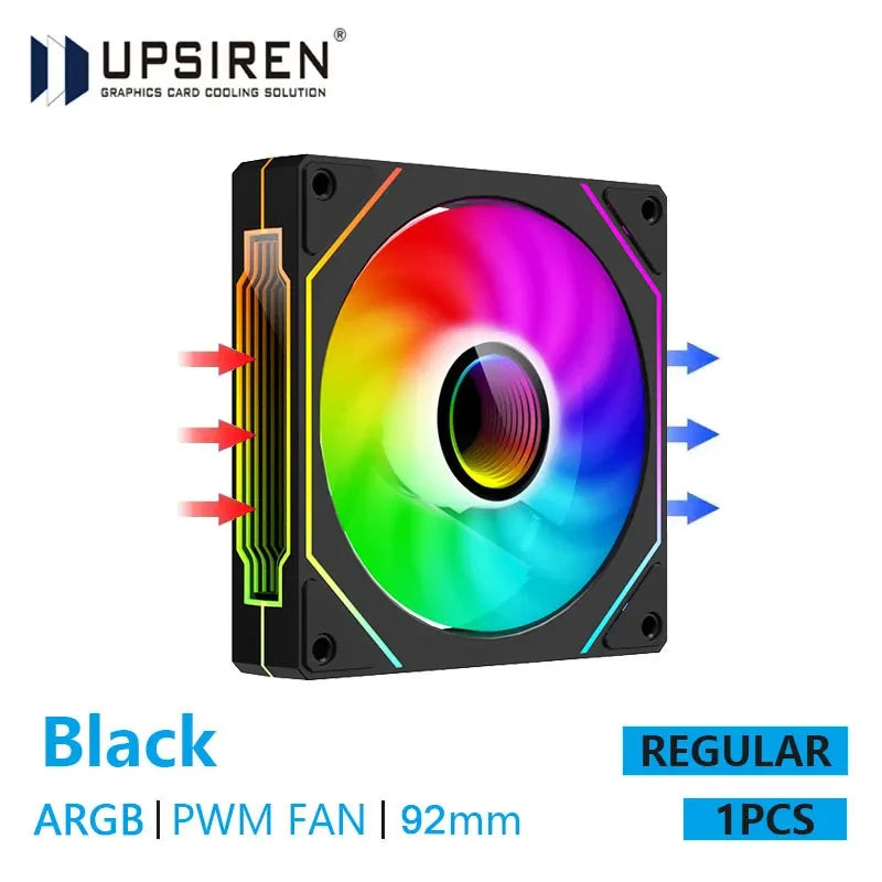 UPSIREN UF-9 PRISM 4 PRO Computer Chassis Fan，92mm ARGB 4 Pin PWM Quiet Cooling Fan 12V Large Air Volume