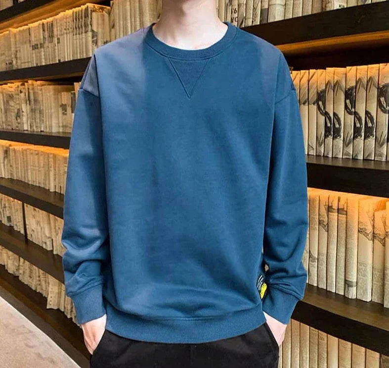 T Shirts for Men Plain Smooth Pullover Unicolor Tops Round Neck Male Clothes Polyester Fashion Trends 2025 Japan Y2k Sweatshirts