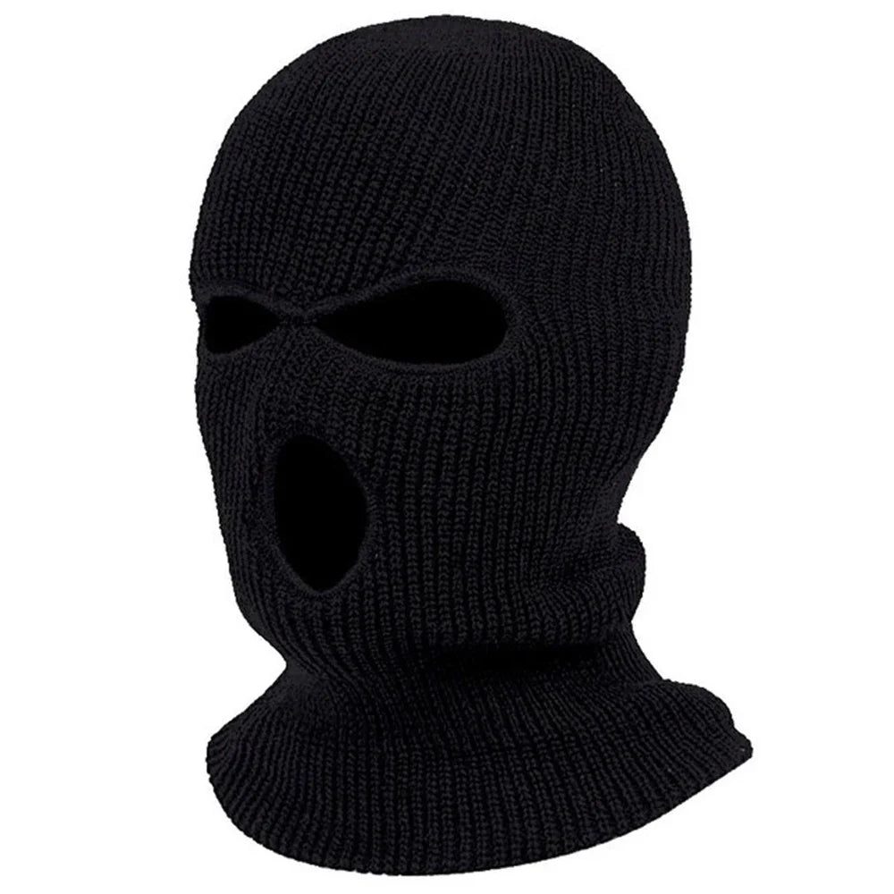 3Holes Winter Warm Unisex Balaclava Mask Hat Embroidery Full Face Mask Knitted Cycling Ski Snowboard Hat Cap Hip Hop Beanie Gift