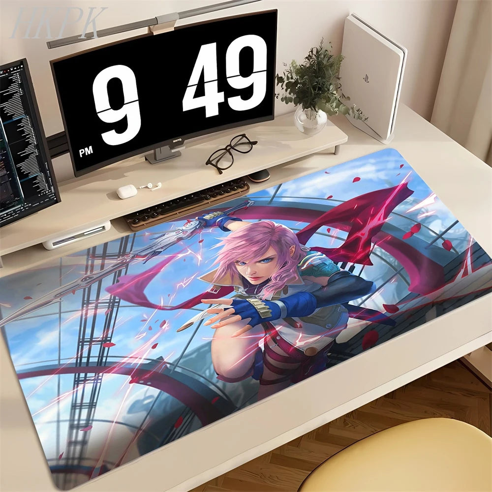 Playmat Final Fantasy Aerith Tifa Natural Rubber Deskmat Stitched Edges Mousepad Gaming Table Office Accessory Game Mouse Mats