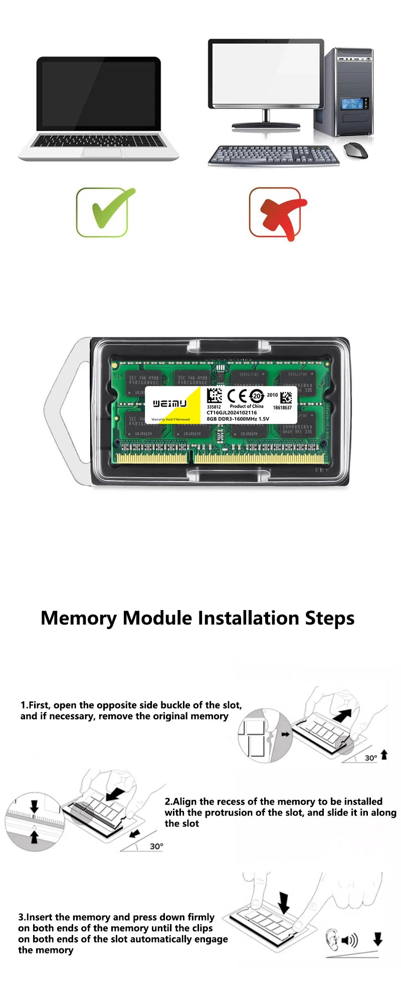 DDR3 DDR3L 4GB 8GB Laptop Memory Ram PC3 1.5V 8500 10600 12800 PC3L 1.35V 1333 1600 1866Mhz 204Pin Non-ECC Sodimm Memoria Ram