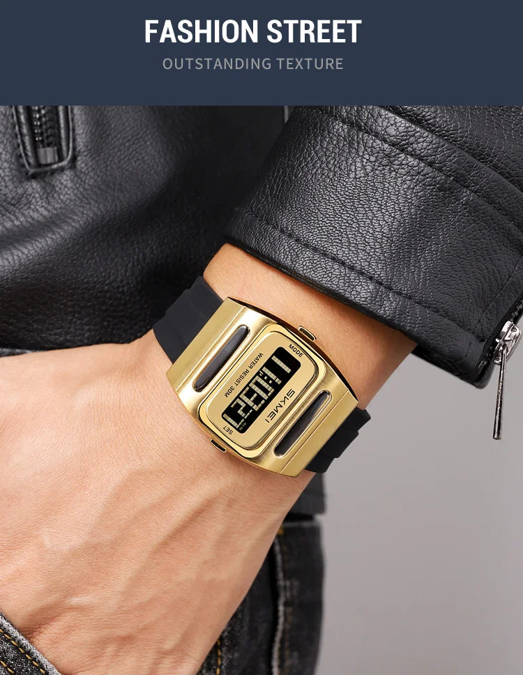 SKMEI 2563 New Solar Men's Digital Watch Silicone Strap Waterproof Multi functional Electronic Watch Alarm Clock reloj hombre