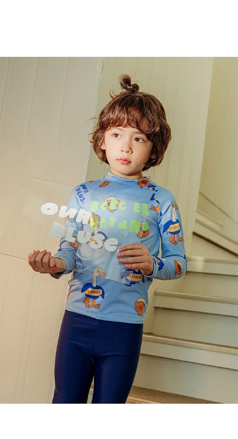 Children's Swimsuit for Boys 2025 New Style Baby Long Sleeved Long Pants Three Piece Set Sunscreen for Boys Aged 3-12 Swimsuit