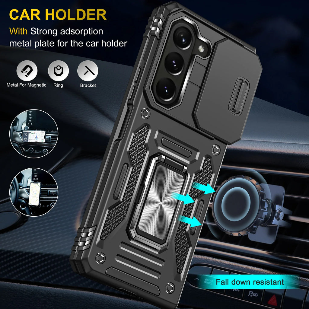 Case For Samsung Galaxy Z Fold 7 5G Z Fold 6 Military Grade Shockproof Heavy Duty Protective Armor Magnetic Kickstand Ring Cover