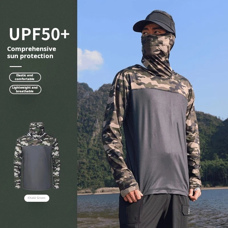 Summer Men's and Women's Sunscreen Fishing Clothes Loose big Size Thin Casual Quick Drying Ice Silk Camouflage Sunscreen Jacket