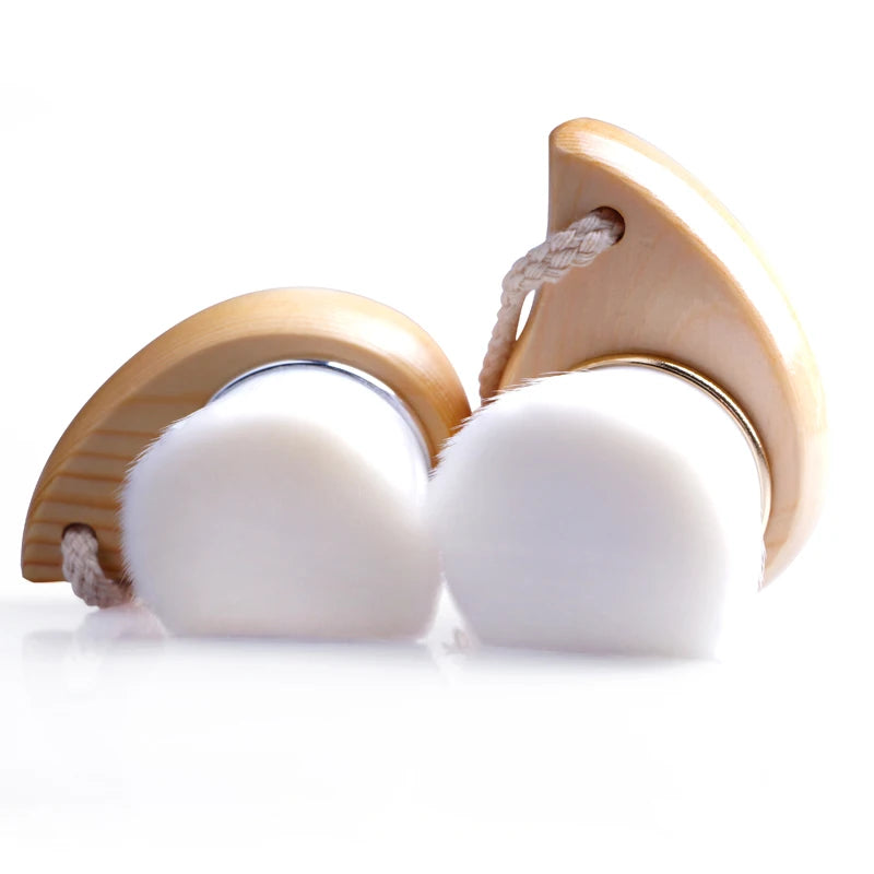 Facial Cleansing Brush, Wooden Handle Soft Bristle Face Brush, Cleaning Device, Soft Bristle Manual Multi-Bristle Brush