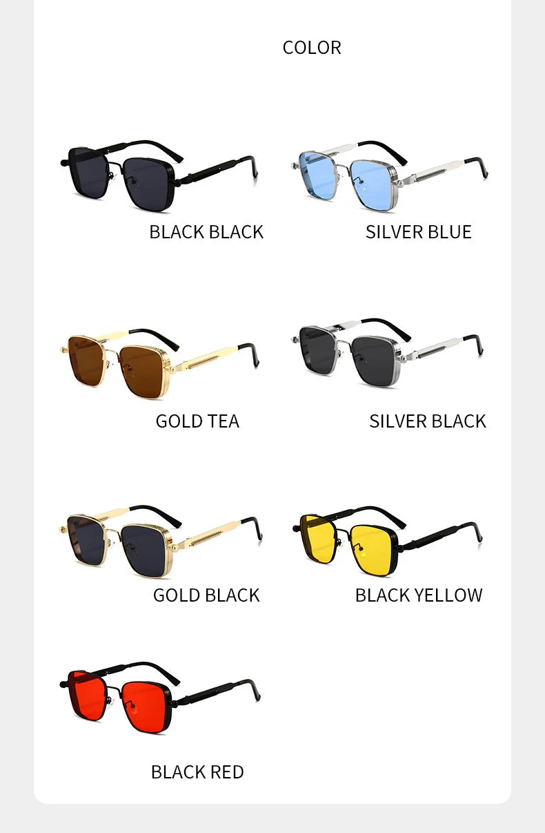 Men's Steampunk Sunglasses Personality Square Large Frame Men's Sunglasses Car sunglasses 8479