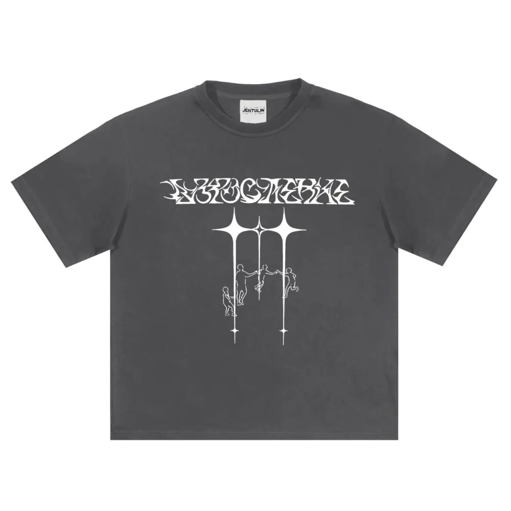 Harajuku Oversized Streetwear Men's Tshirt Growing Up Graphic Print Y2k Short Sleeve Top Tee Hip Hop Korean Cotton Goth Clothing