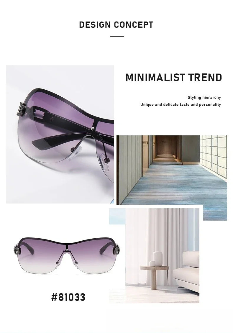 2025 New Fashionable Luxury Women's Sunglasses Retro Neutral Metal Frame Integrated Simple and Elegant UV400 Sunscreen Glasses
