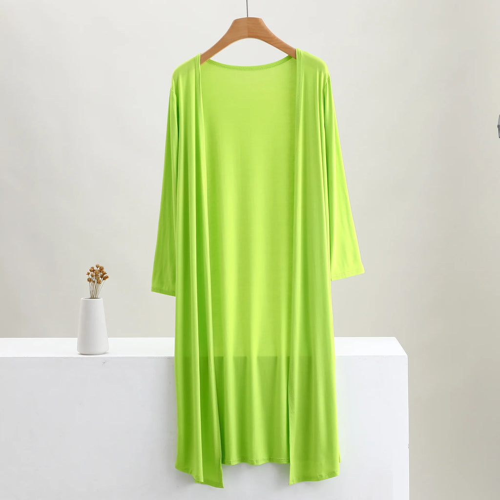 Women's Clothing Autumn Summer Cardigan Extended Modal Shawl Sunscreen Coat Air Conditioning Shirt Long Sleeve Thin Coat Sweater