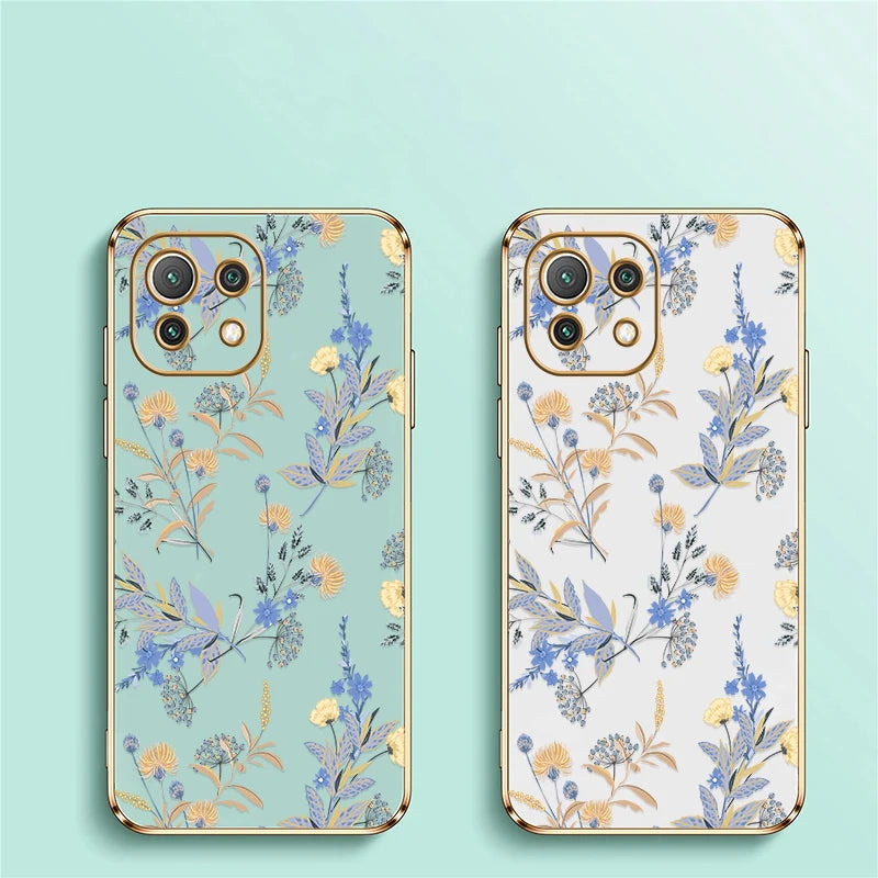 Shockproof Phone Case For Xiaomi Mi 13 13T 14T 14 Pro 12T 11i 2021 11X Pro 12 11 Lite 5G NE Flower Silicone Soft Plating Cover