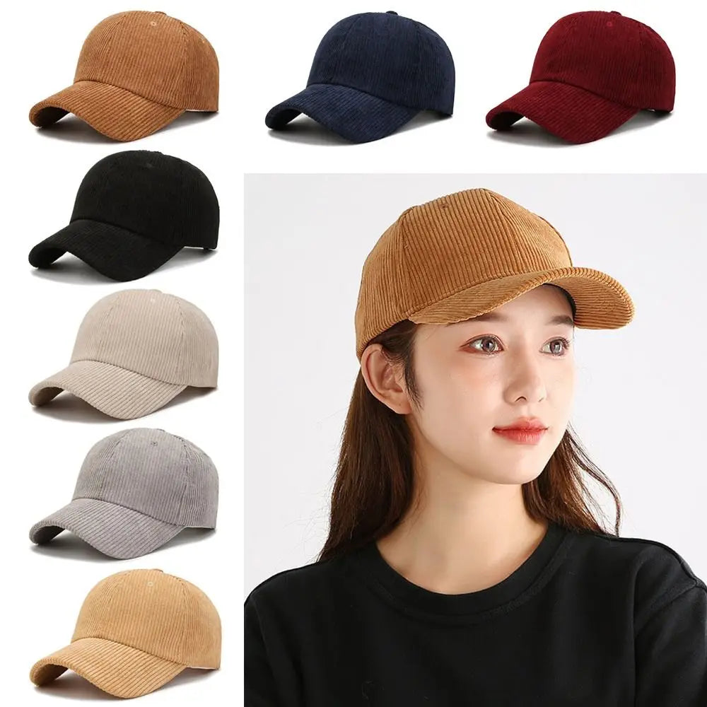 Breathable Unisex Corduroy Corduroy Baseball Cap Adjustable Baseball Hat Sunscreen Cap Women