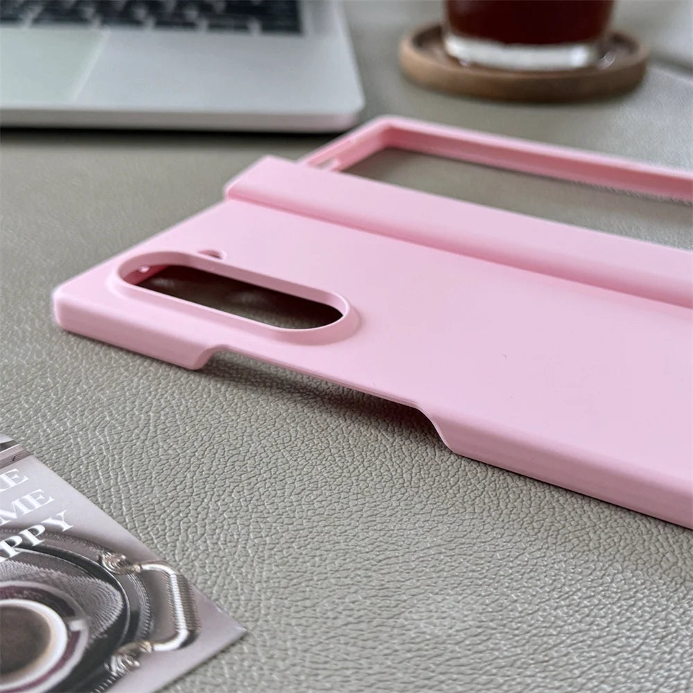 Luxury Matte Phone Case for Samsung Z Fold 6 5 4 3 5G Fold6 Fold5 Fold4 Fold3 Hinge Shockproof Protective Macaron Color PC Cover