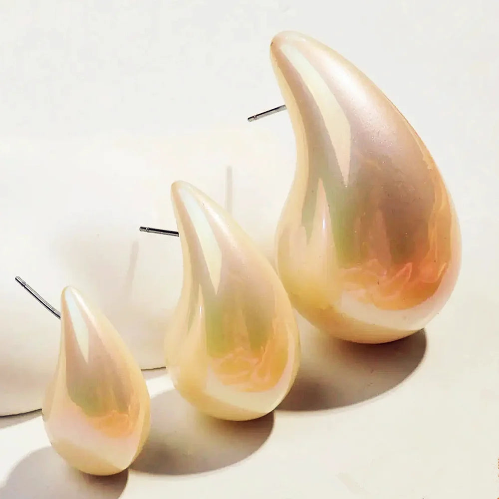 Trendy Acrylic Imitation Pearl Chunky  Dupes Waterdrop Earrings for Women Teardrop Dome Earrings 2024 Luxury Jewelry Gifts