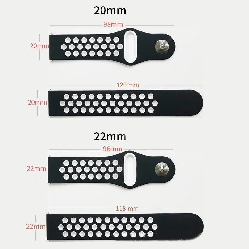 20mm/22mm Watch strap For Amazfit GTS 4-3-2e Mini/GTR 4-3-2 47mm/GTR 2e/stratos 3 sport Silicone Bracelet Amazfit Bip 6/5/3 pro