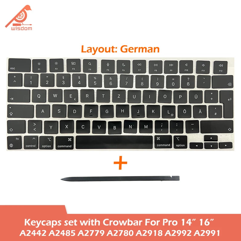 Laptop A2442 A2485 A2779 A2780 A2918 A2992 A2991 Keycaps Keys Key Cap Set for Macbook Pro M1 M2 M3 14" 16" Keyboard Repair