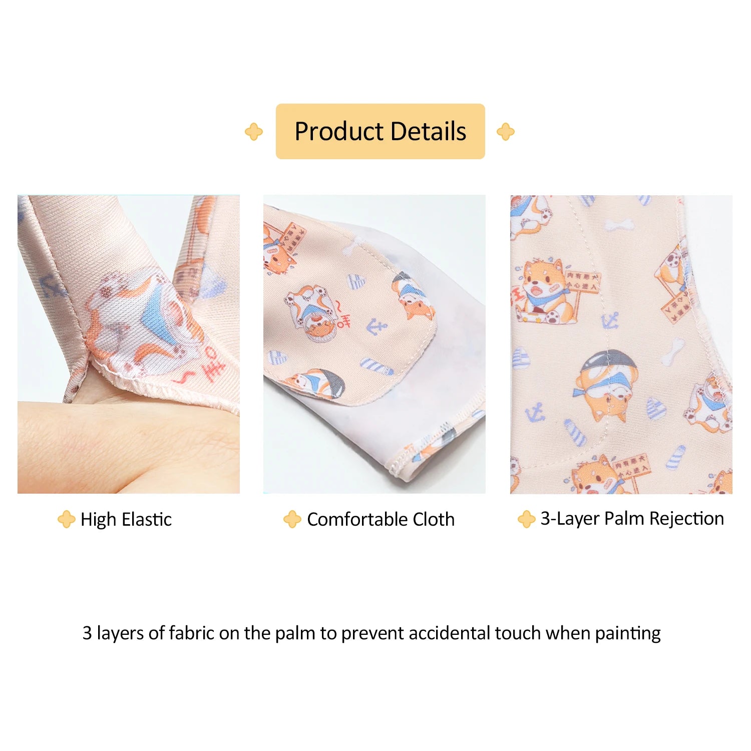 Three-layer Non-slip Glove for iPad/Graphics Drawing Tablet HUION /WACOM/XP-PEN, Drawing Glove for sketching Paiting Art Student