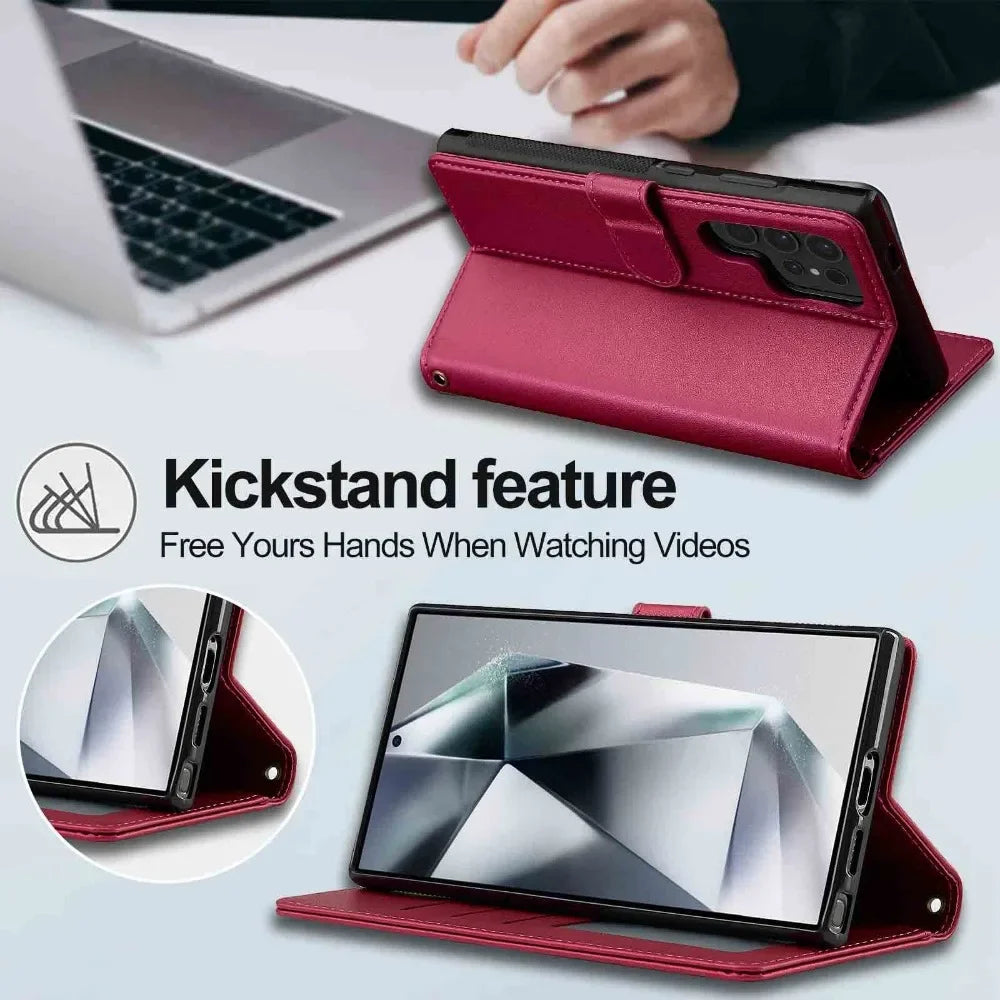 Detachable Wallet Case For Samsung Galaxy S25 Ultra S24 FE S23 + Plus Card Holder Kickstand Shockproof Wrist Strap Flip Cover