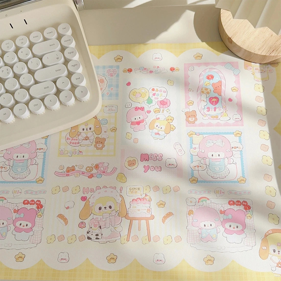 New Original Angel Girl Leather Mouse Pad Cartoon Rabbit Anti-slip Anti-fouling Dining Table Mat Large Size Computer Keyboard Pa